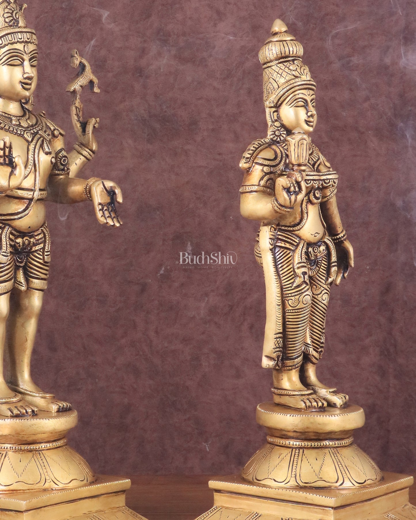 Brass Lord Shiva and Parvati Idol | 18" Height butter gold