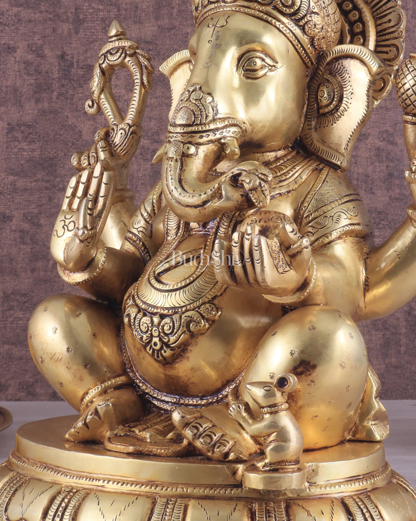 Brass Superfine Lord Ganesha Handcrafted Idol 13.5"