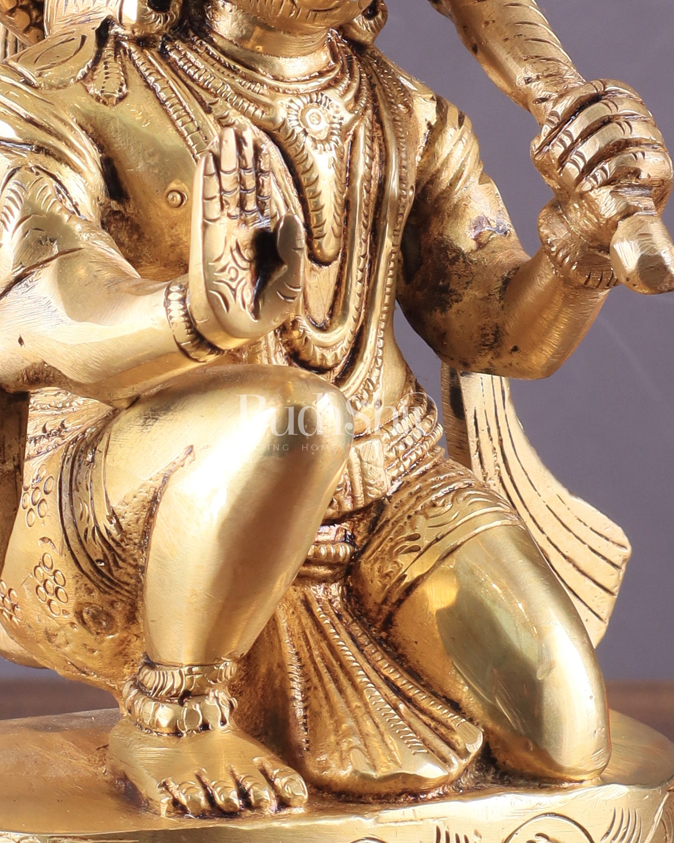 Pure Brass Blessing Hanuman Idol - 8" Enhanced