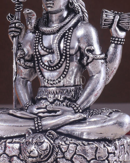 Pure Brass Superfine Silver Plated Lord Shiva in Meditation Idol - 4" Tall