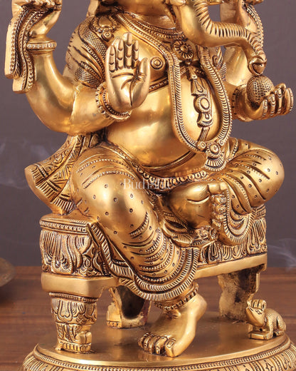 Brass Superfine Lord Ganesha Statue with Advanced Carvings - 15.5"