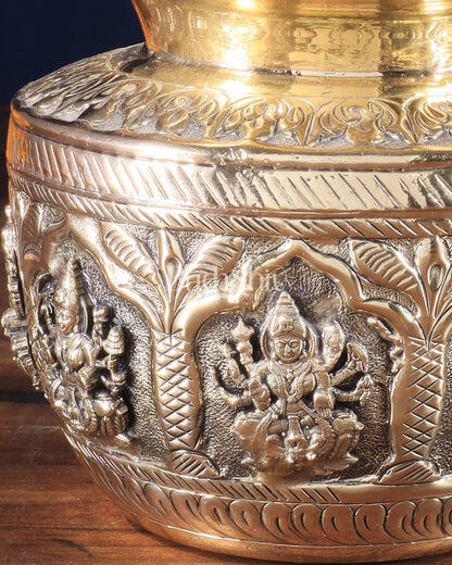 Brass Superfine Ashtalakshmi Kalash | Handcrafted Divine Pot