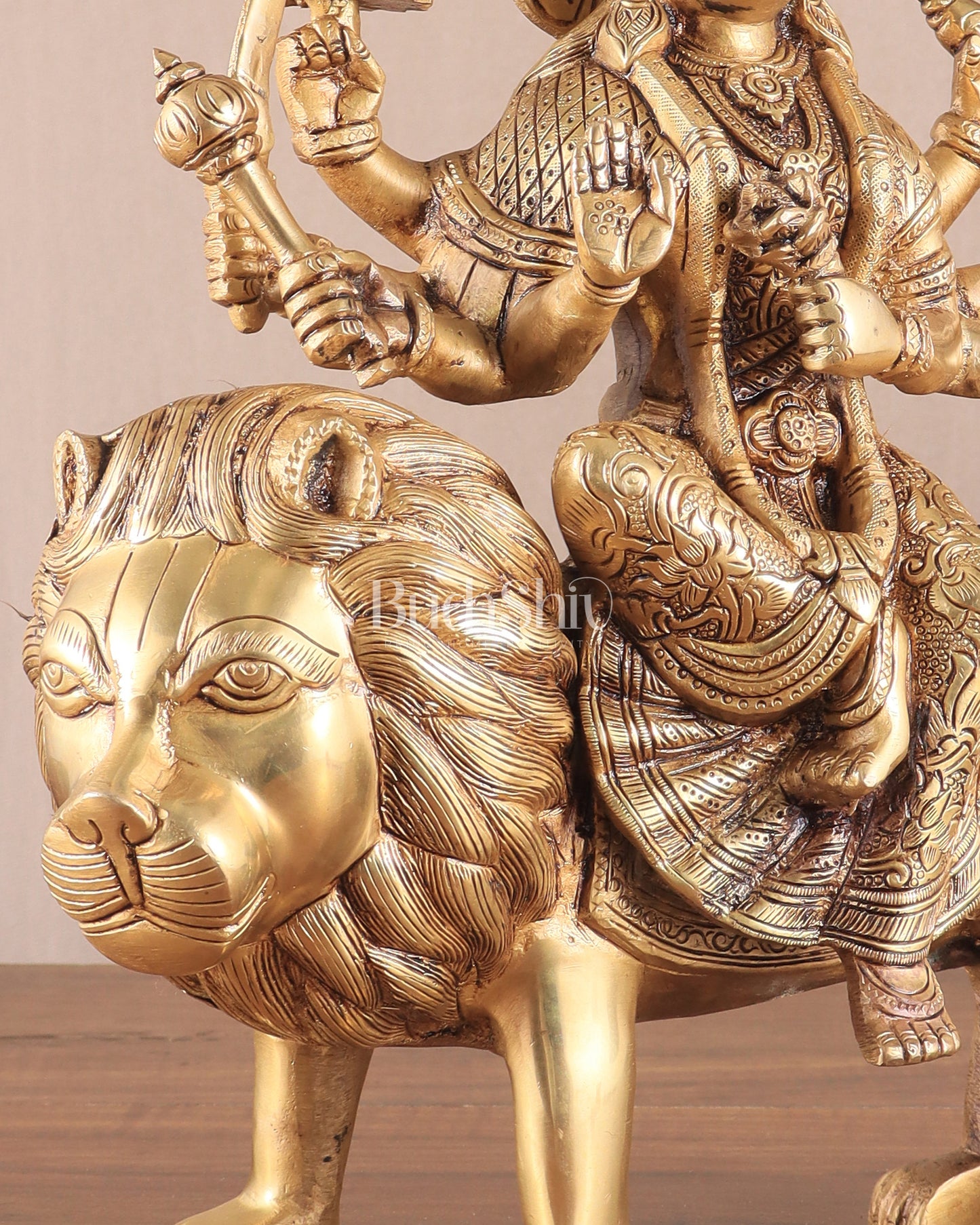 Elegant Brass Durga Mata sherawali ma Statue 12 Inch | Devi Durga Sculpture |  Budhshiv