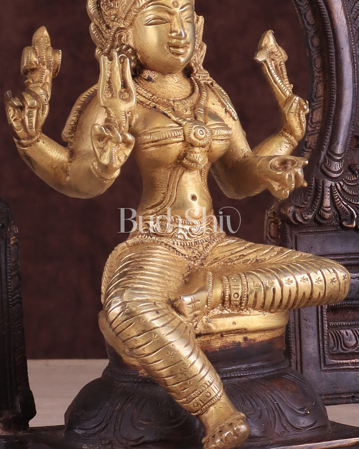 Pure Brass Goddess Mariamman with Prabhavali - Dual Copper Tone - 9"