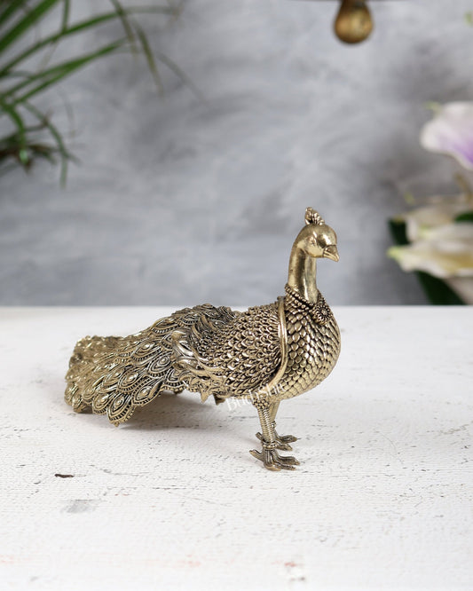 6” Brass Peacock Decorative Showpiece | Vastu Compliant Decor - Budhshiv.com