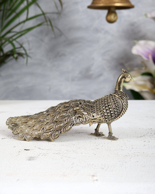 6” Brass Peacock Decorative Showpiece | Vastu Compliant Decor - Budhshiv.com