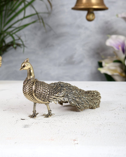6” Brass Peacock Decorative Showpiece | Vastu Compliant Decor - Budhshiv.com