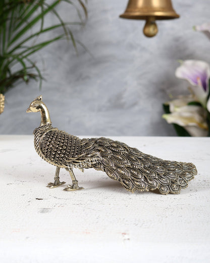 6” Brass Peacock Decorative Showpiece | Vastu Compliant Decor - Budhshiv.com