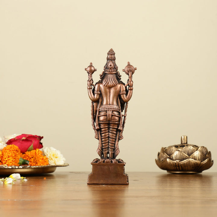 6.5" Pure Copper Tirupati Balaji Idol - Divine Statue - Budhshiv.com