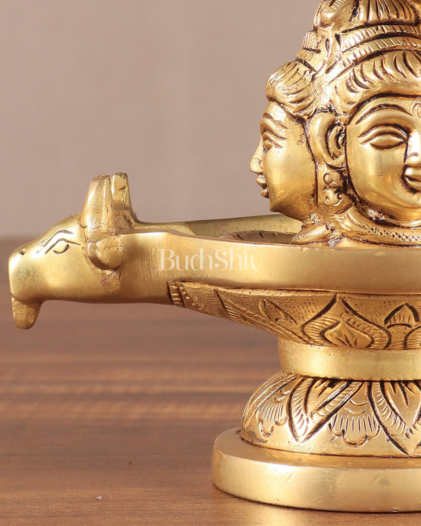 Brass Shiva Lingam with Shiva Faces | 5.5" Height | Spiritual Fusion