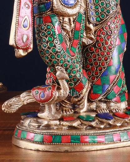 Brass Radha Krishna Idol 12 inch meenakari work