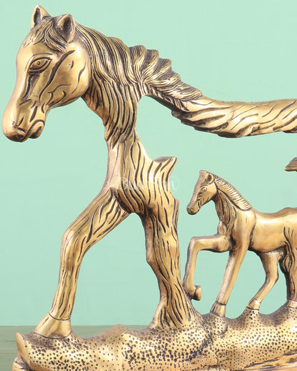 Brass Horse Showpiece 2D – Tabletop & Wall Hanging