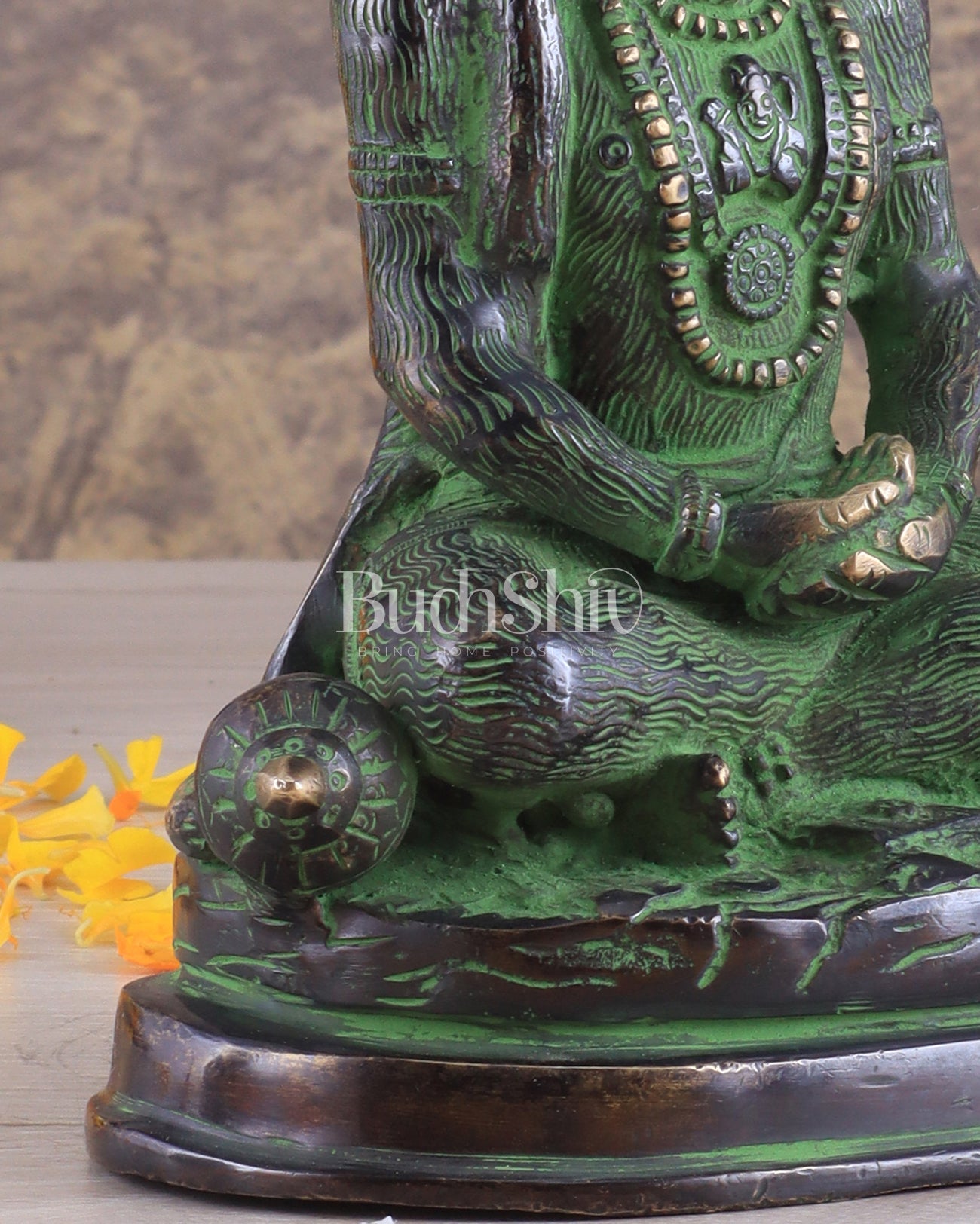 Pure Brass Hanuman Statue | black and green 7 inch