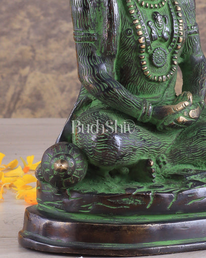 Pure Brass Hanuman Statue | black and green 7 inch