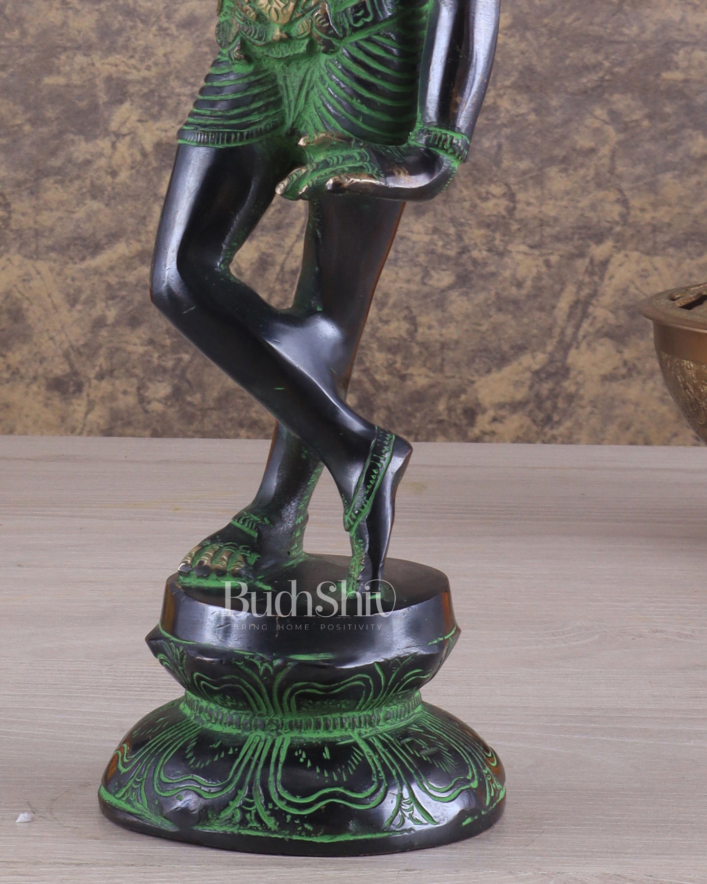 Pure Brass Vrishabhavahana murti Shiva Statue black Green Antique Patina - 11.5" Tall