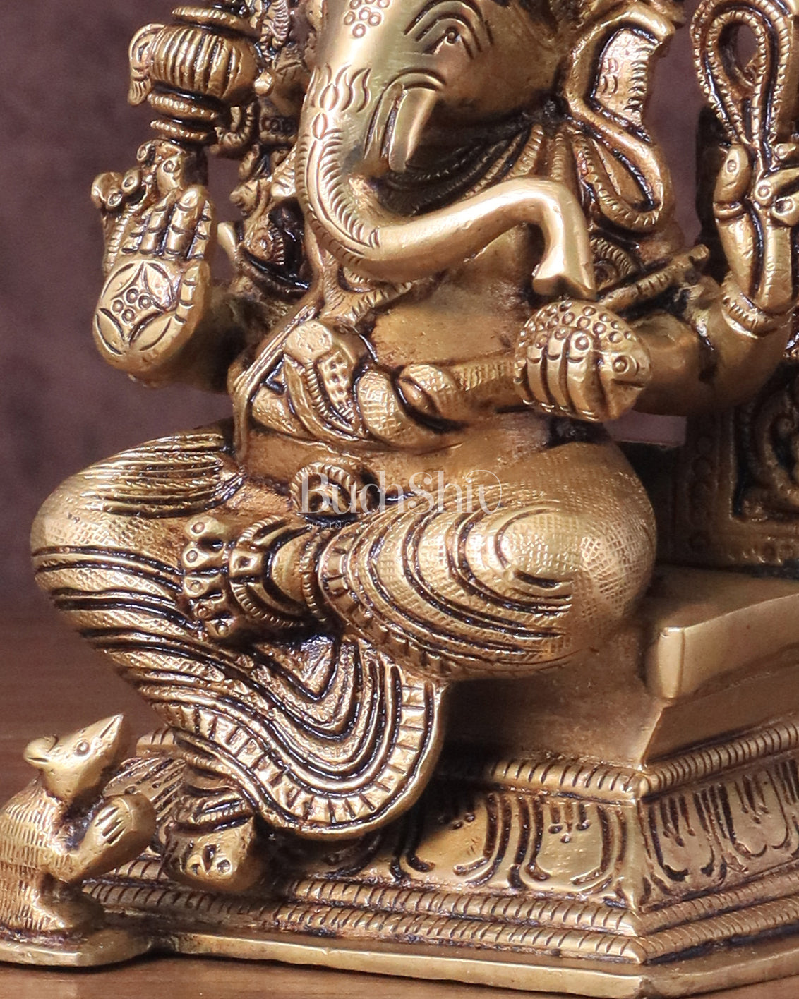 Brass Superfine Ganesha Idol Unique 9"