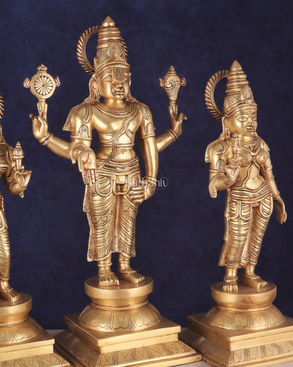 Pure Brass Large Tirupati Balaji Set with Bhudevi and Sridevi | Divine Trio 25"