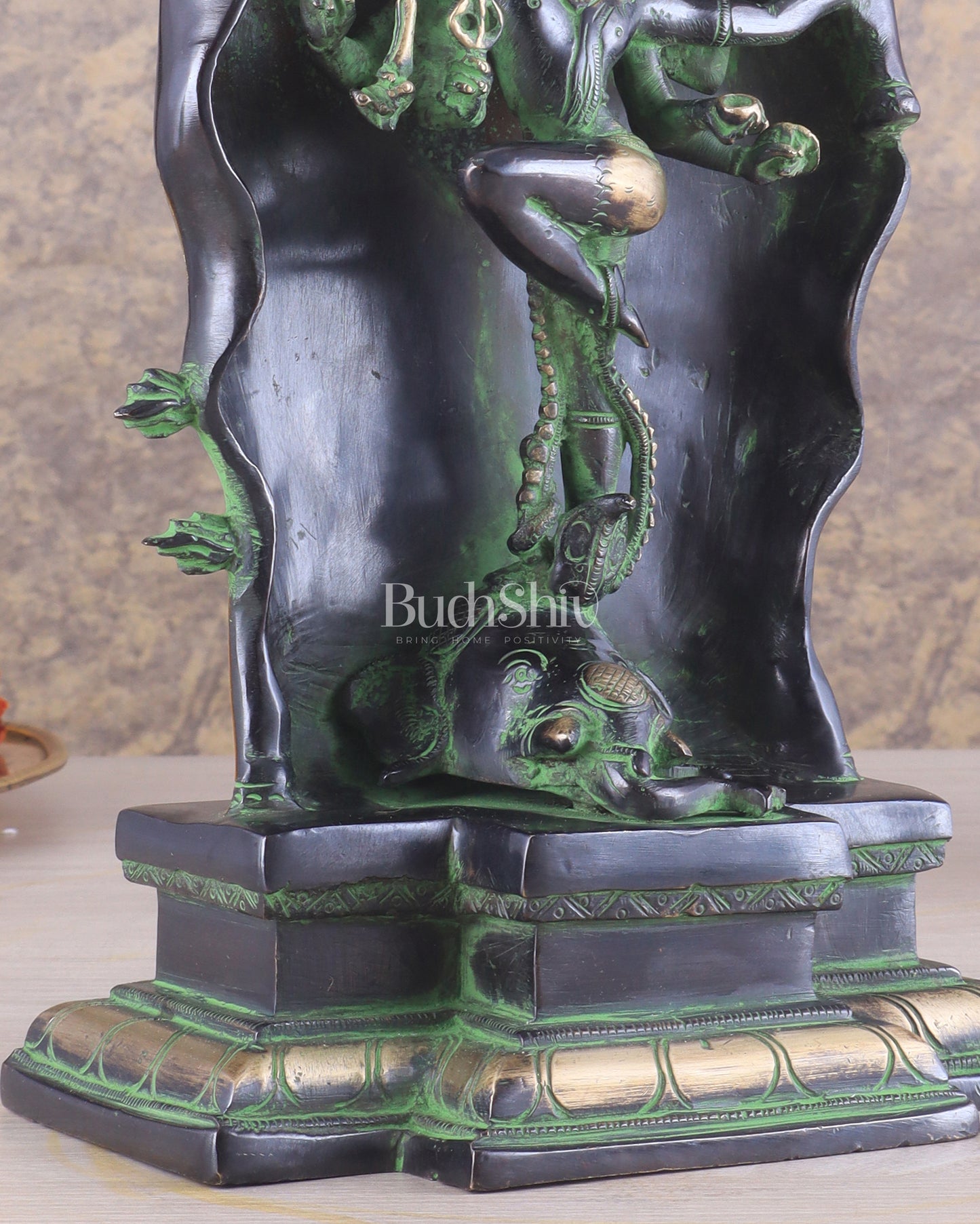 Pure Brass Gajasurasamhara Shiva Idol dancing shiva 
Black and Green Finish