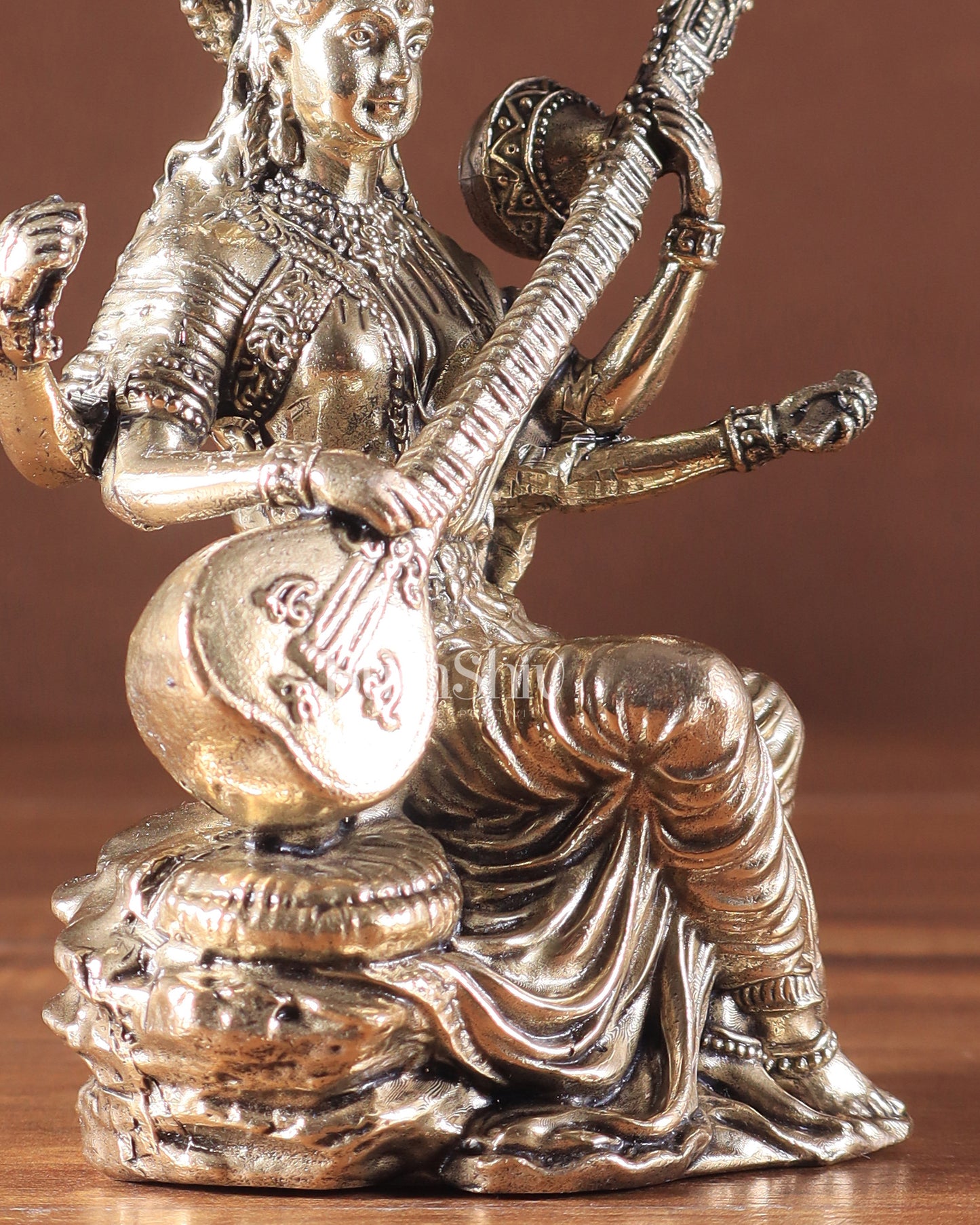 Brass Superfine Goddess Saraswati Idol – Symbol of Wisdom & Knowledge