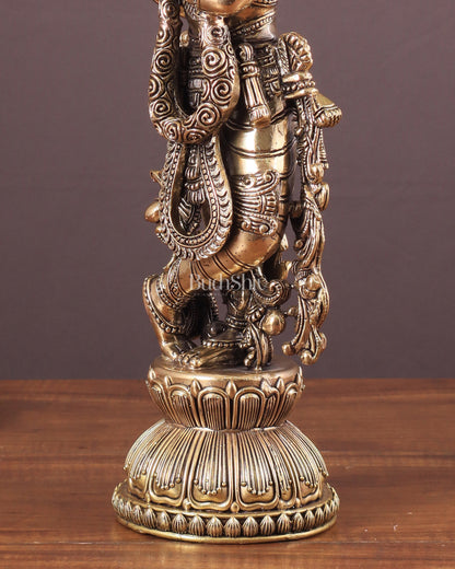 Pure Brass Krishna Superfine Statue with Intricate Carvings