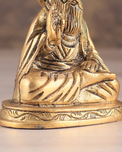 Brass Baba Guru Nanak Dev Ji miniature Statue - Sacred Sikh Religious Sculpture 3 inch