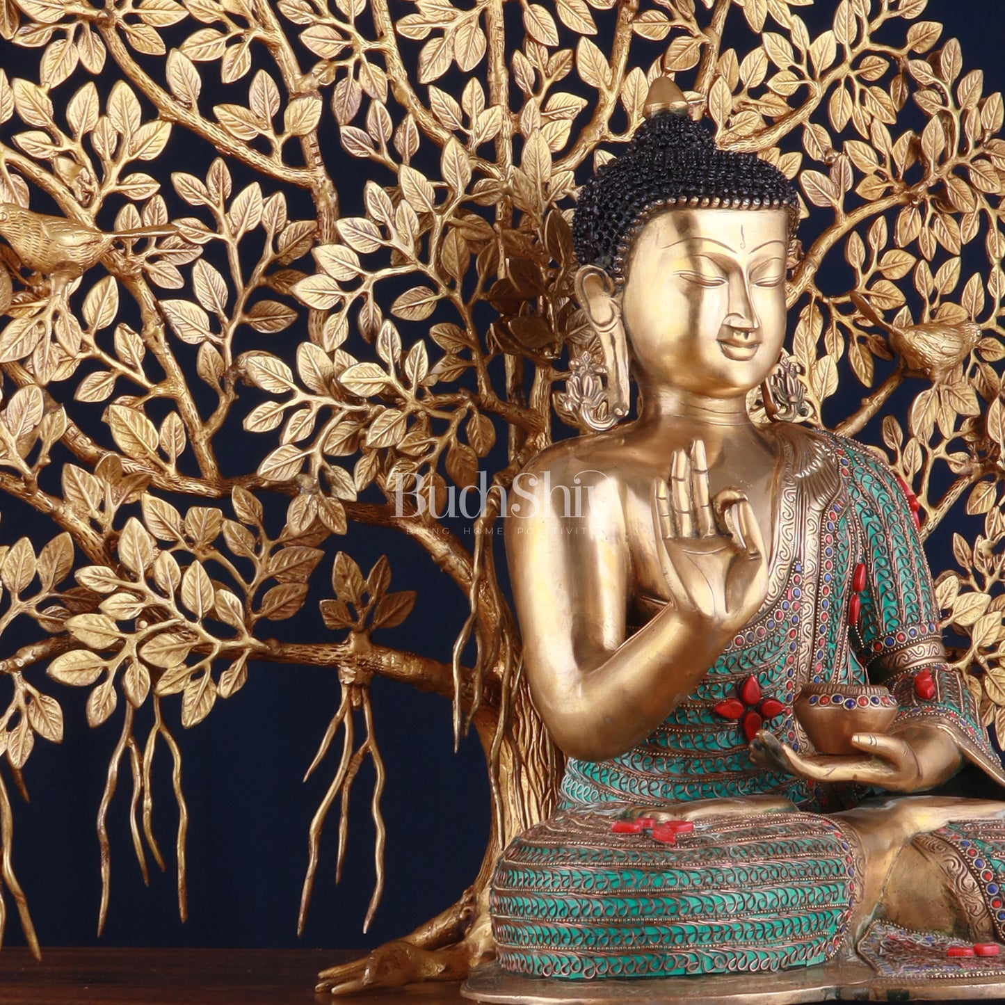 Brass Buddha Idol & Kalpavriksha Tree combo