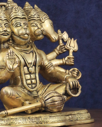 Superfine Brass Panchmukhi Hanuman with Crossed Legs 11"