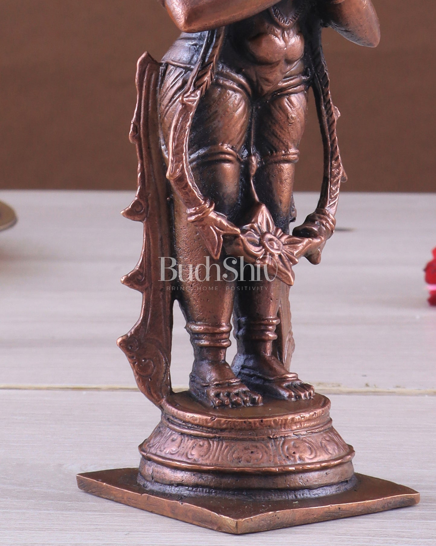 Pure Copper Anjaneya Standing Lord Hanuman in Anjali Namaskar Mudra 6"