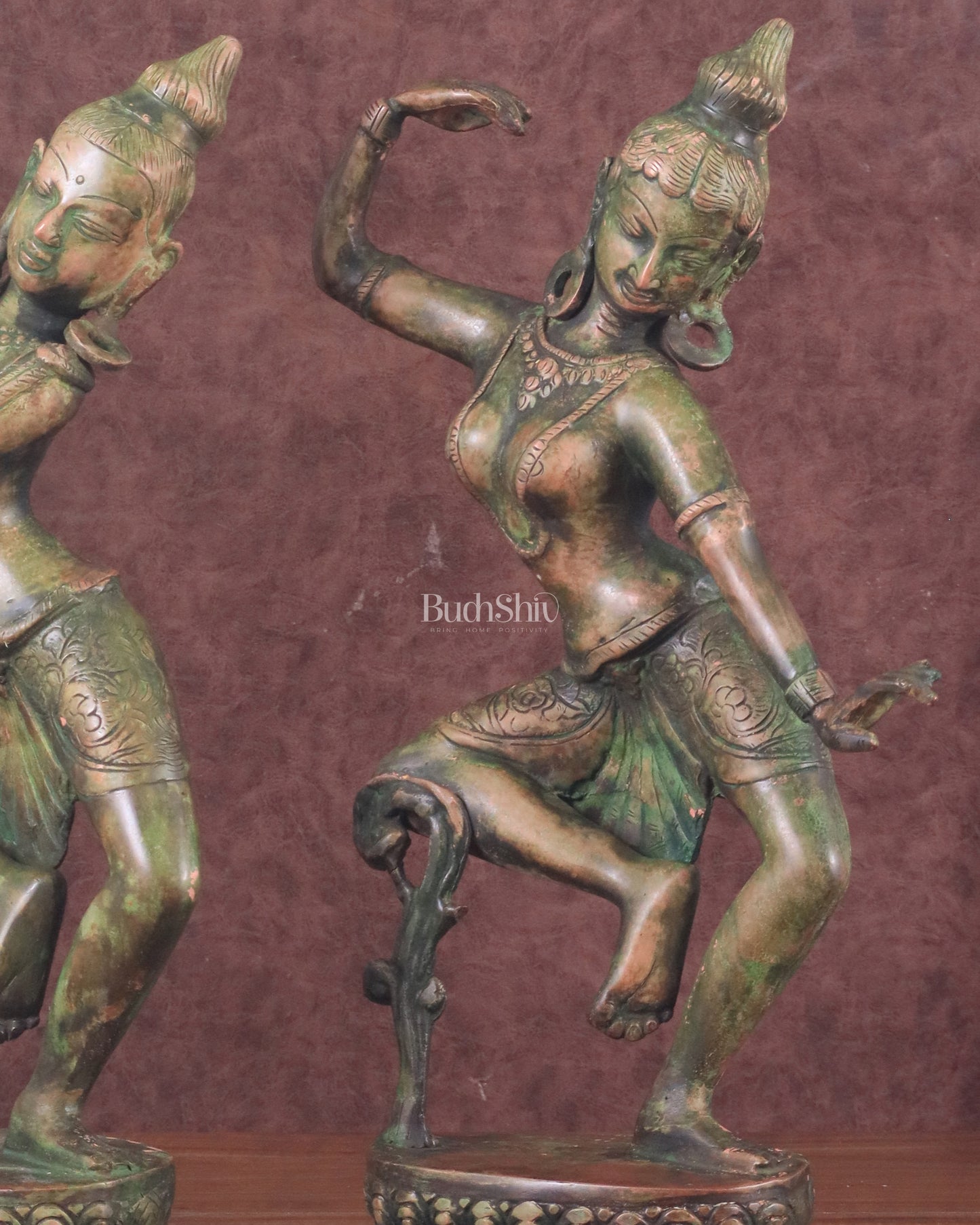 15" Lord Shiva and Parvati Dancing Idols brass idols antique Patina