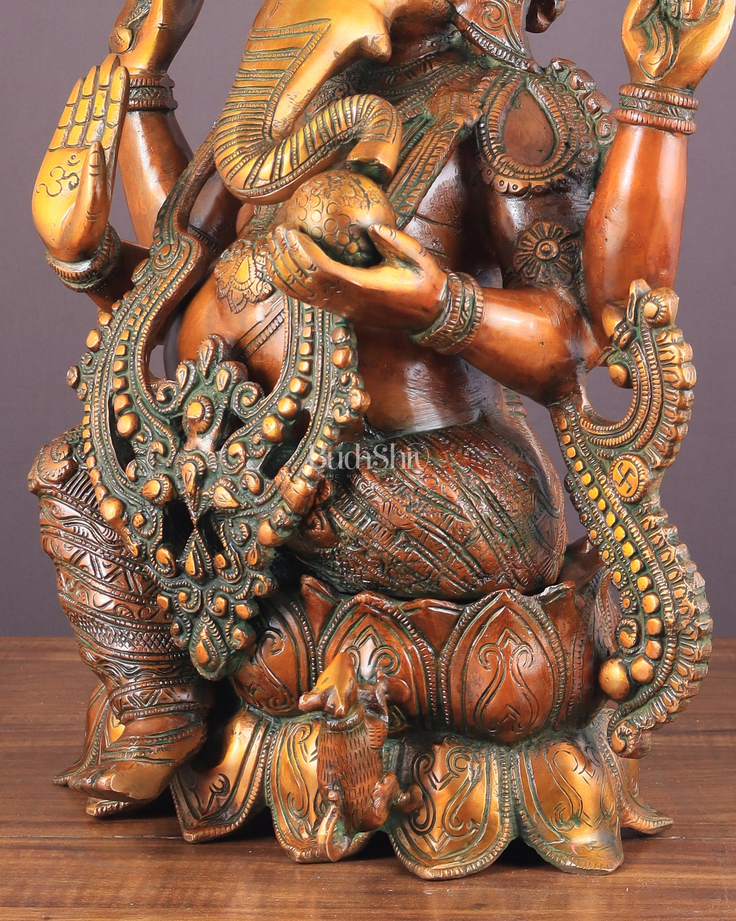 Ganesha Brass Idol 21 inches Vintage copper tone