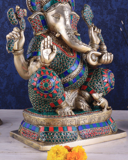 Brass Ganesha idol 16 inch sharp eyes