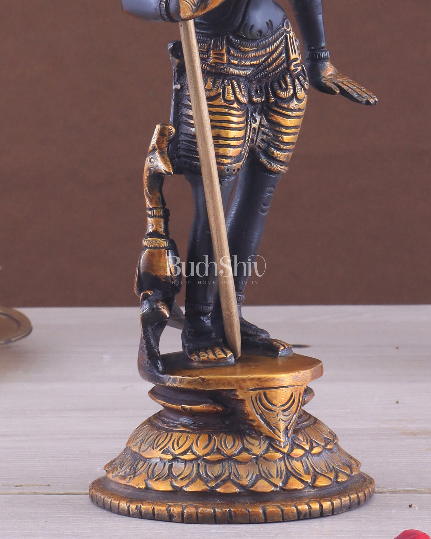 Pure Brass Lord Murugan Swamy Statue 10" black and golden