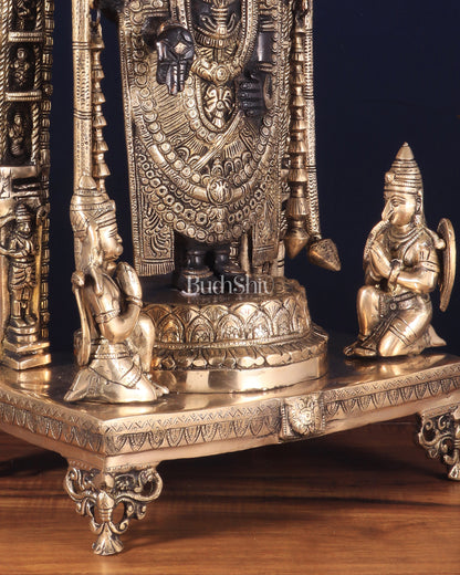 Pure Brass Lord Tirupati Balaji with Hanuman & Garuda – Black & Gold Finish, 24 Inch