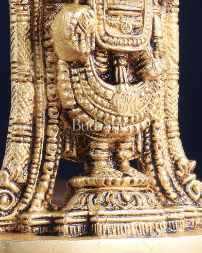 Brass Tirupati Balaji Lord Venkateshwara Idol – 5" x 3.5" x 2" | Finely Carved Divine Statue