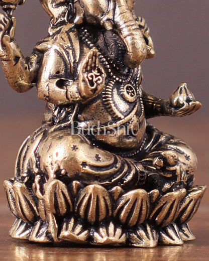 Pure brass Intricate Ganesha idol 2.5"