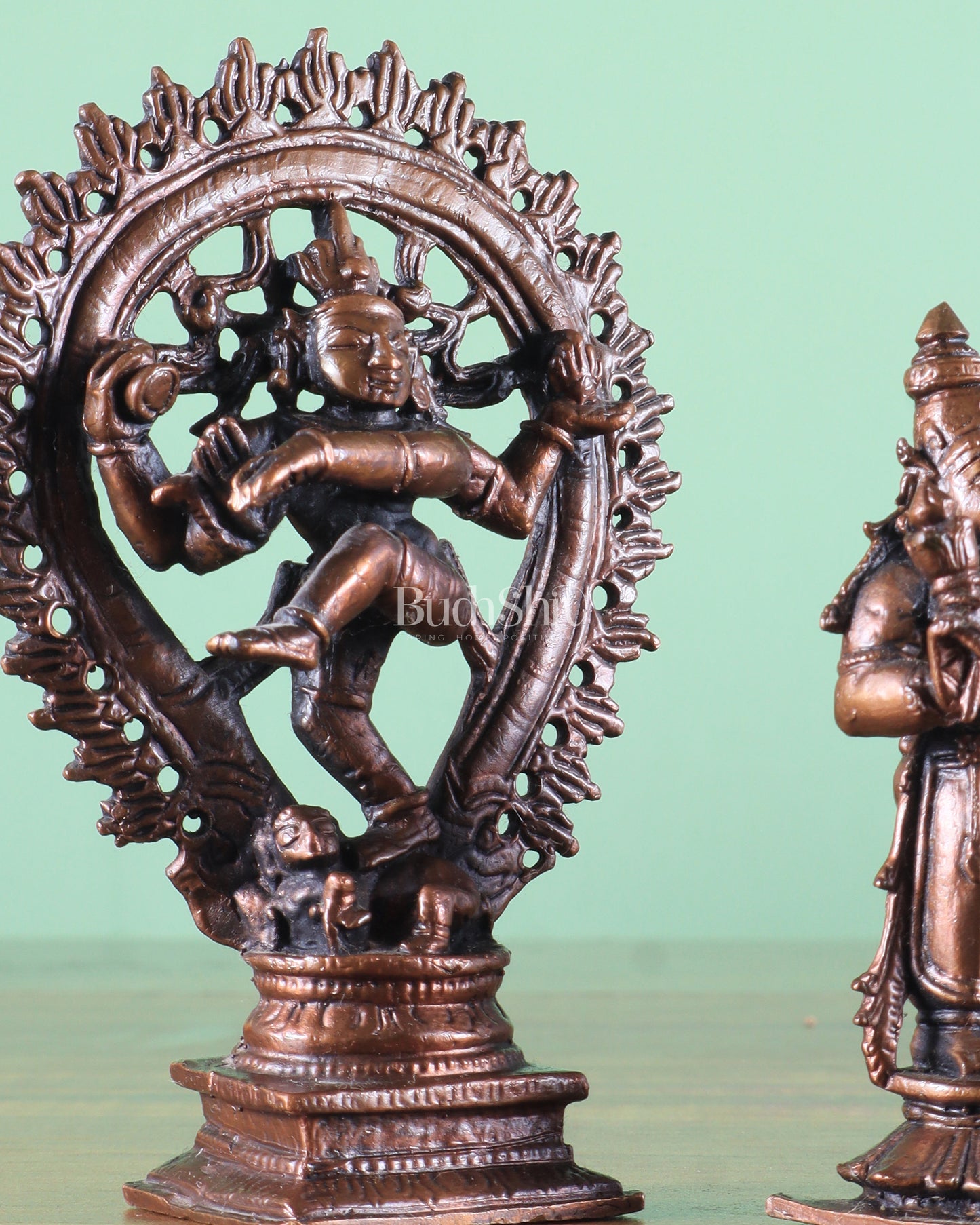 Pure Copper Nataraja shiva with parvati shivagmi idol - 4.5"