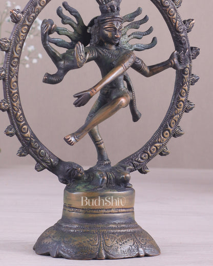 Brass Superfine Nataraja Idol - 7.5 Inch antique brown tone