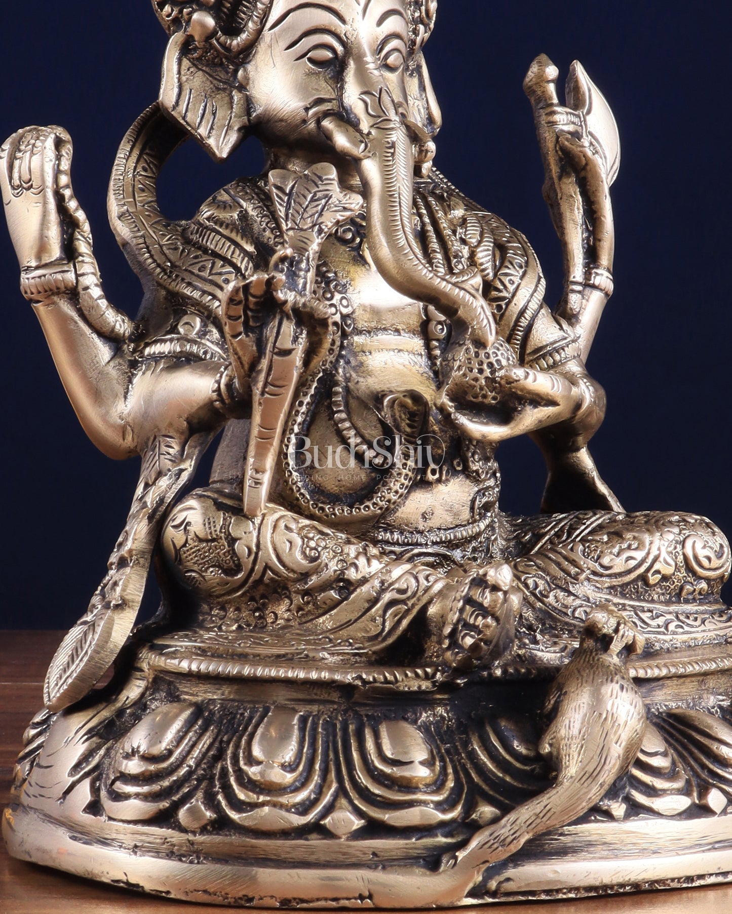 Brass Nepalese Style Ganesha Statue – 8" x 6.5" x 5.5" | Traditional Artistic Idol