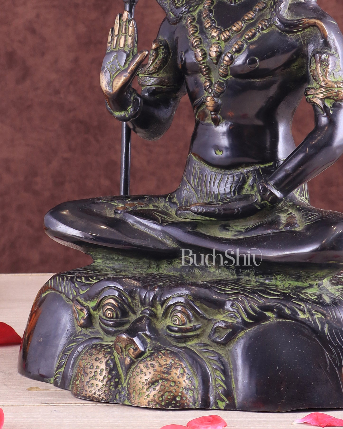 Brass Shiva Statue Duel tone black and green 13"