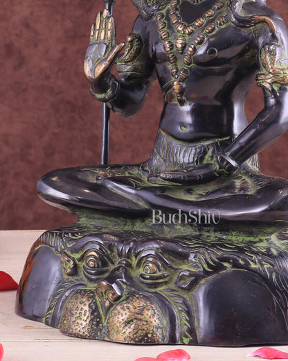 Brass Shiva Statue Duel tone black and green 13"