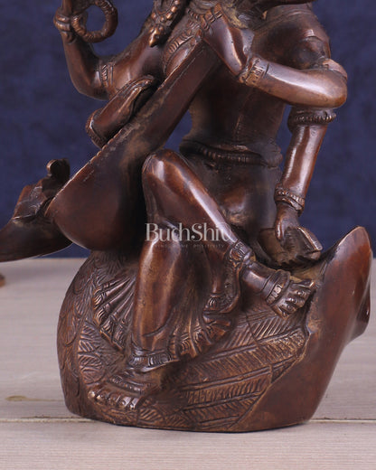 Vintage Brass Nepalese Goddess Saraswati Idol | Exquisite Craftsmanship