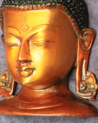 Buddha face brass wall hanging 6.5"