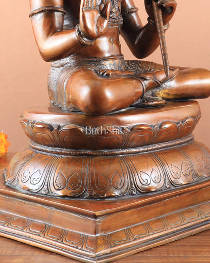 Handcrafted Brass Blessing Hanuman Sculpture - 18" Height, Antique Copper tone