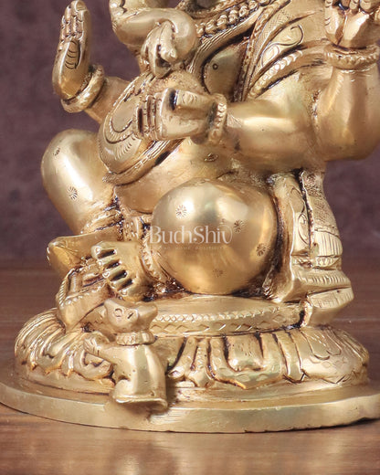 Pure Brass Ganesha Idol - 7.5" Height