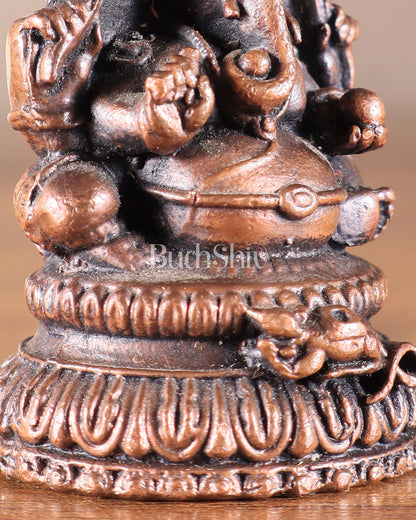 Pure Copper Tiny Lord Ganesha Idol – 5 cm (2") Height, 70g