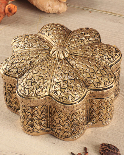 Beautiful Brass Multipurpose Masala, Jewellery, Treasure Box 8.5"