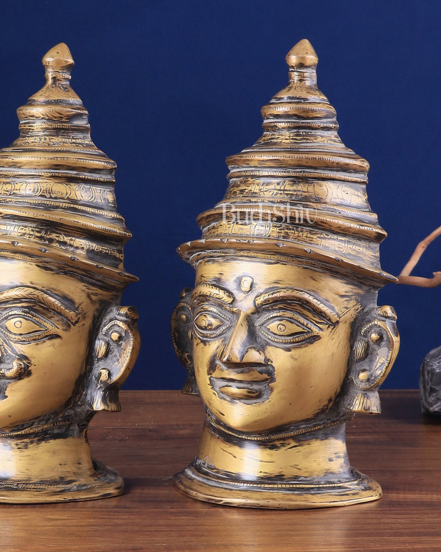 Vintage Brass Shiv Gauri Mukhalingam Pair - Large 12"