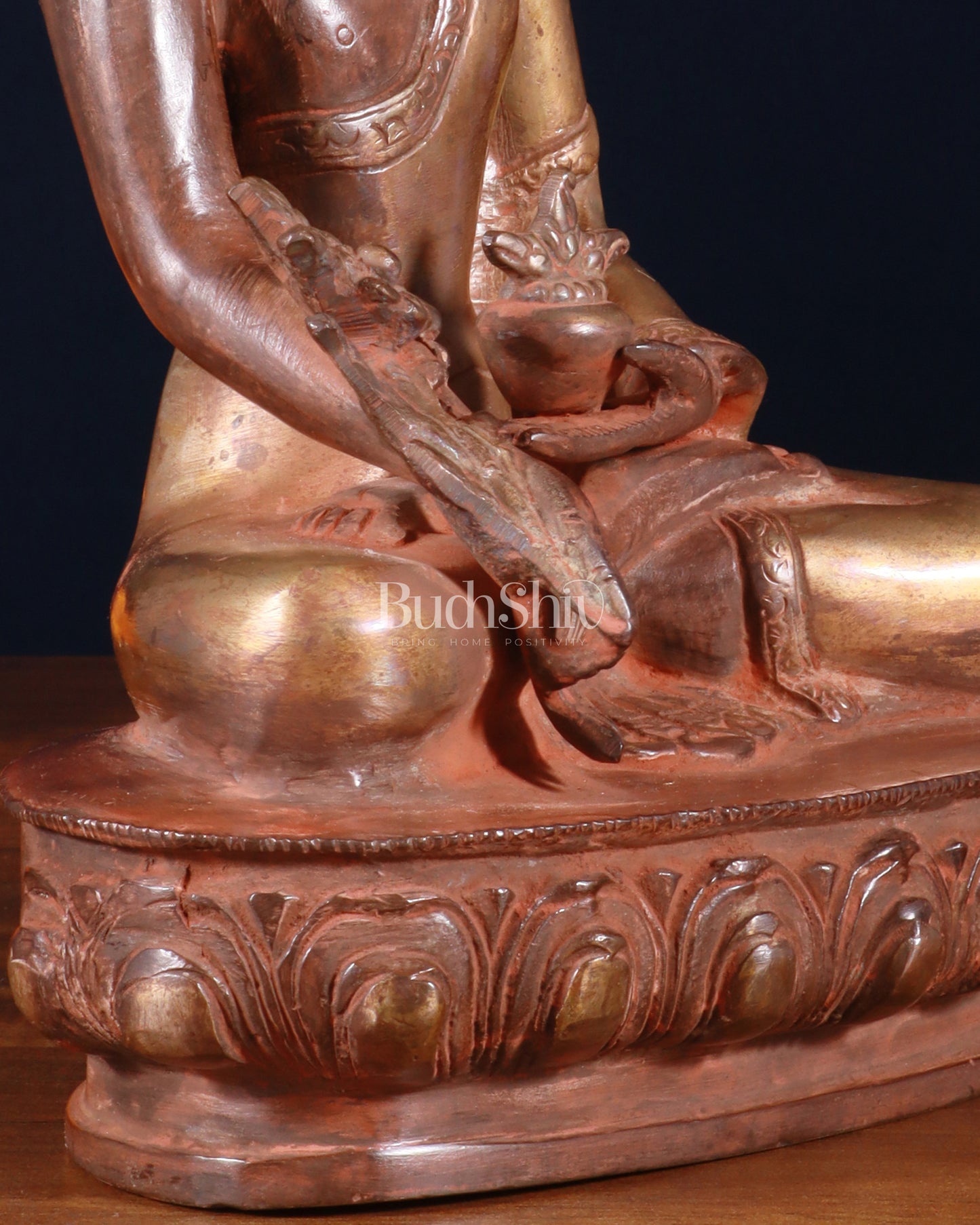 Pure Brass Buddha Statue healing  - 9.5"