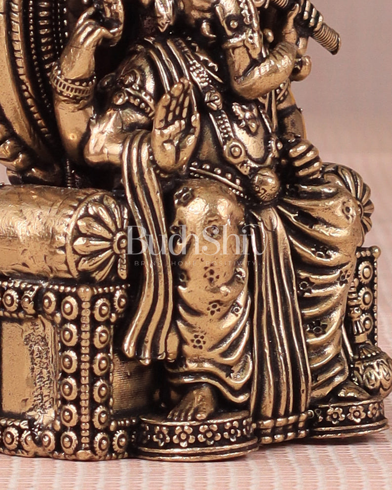 Pure Brass Superfine Lord Ganesha as Lalbaugcha Raja - 3.8"