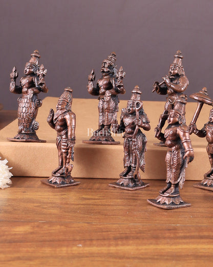 Pure Copper Vishnu Dashavatar Idol Set 3.5"